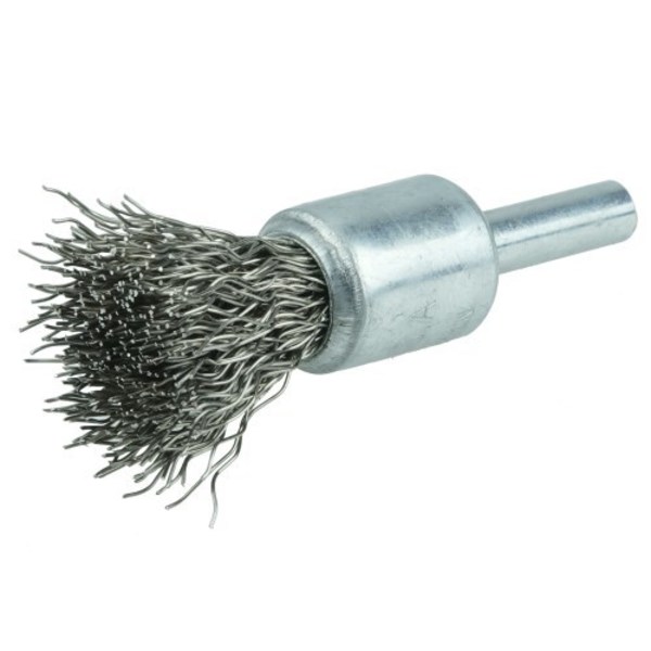 Weiler 1/2" Crimped Wire End Brush, .020" Stainless Steel Fill 10016